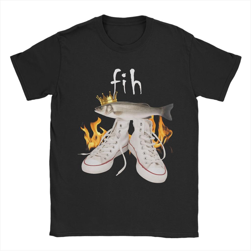 Unisex S TShirts Fih Shoes Fish Meme Vintage 100 Cotton Tees Short Sleeve T Shirts Crewneck Tops Original