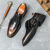 Men  New Derby Leather Shoes Pointed High Quality Men's Shoes Office Business Shoes Black Brown  Size 38-46 Men sormal shoes