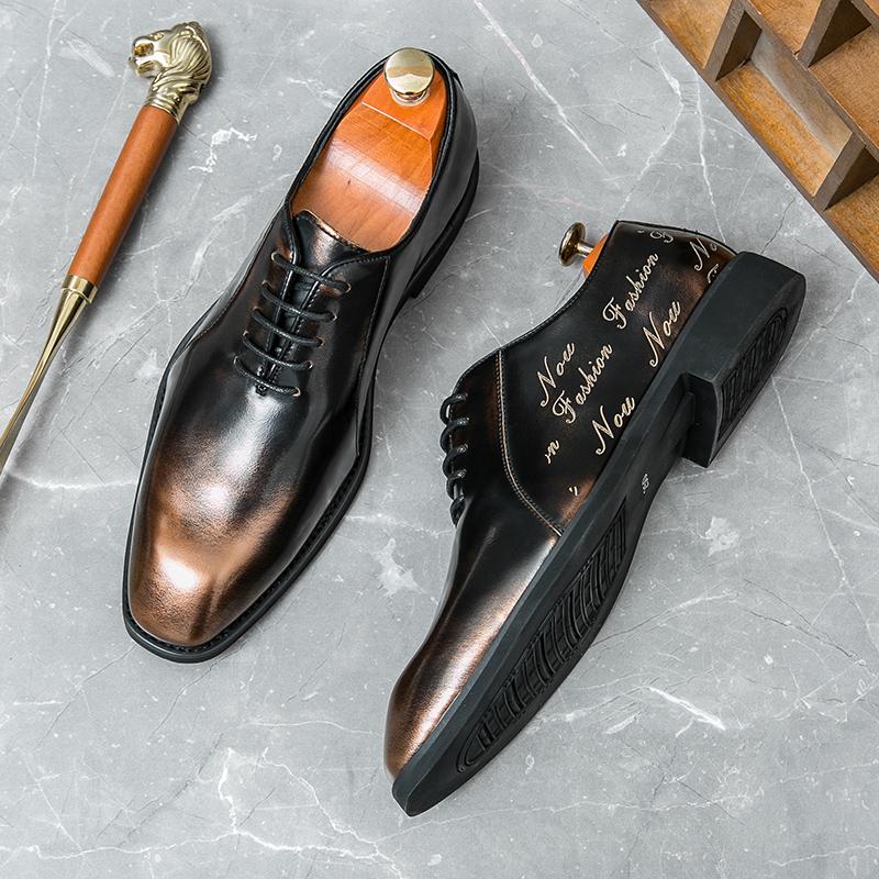 Men  New Derby Leather Shoes Pointed High Quality Men's Shoes Office Business Shoes Black Brown  Size 38-46 Men sormal shoes
