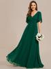 Ever-Pretty Women's Chiffon A-Line Empire Waist Floor Length V Neck Wedding Party Dress With Ruffles Sleeves