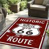 Route 66 Vintage Motorcycle Print Non-Slip Rug, Large Area Mat for Living Room Bedroom Bathroom Kitchen Decor