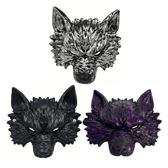Atmospheric Werewolf Costume Gear Halloween Wolf Mask, Embossed Face Mask for Cosplay Party, Easy To Wear Adjustable Strap Animal Adults, Trick