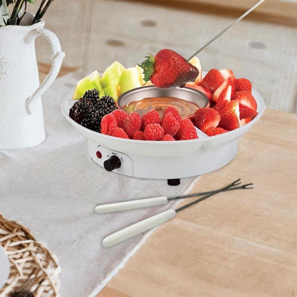 Elektrická fondue sada EU zástrčka Kuchyňské pomůcky na namáčení Předkrmy Cukrovinky Bílá