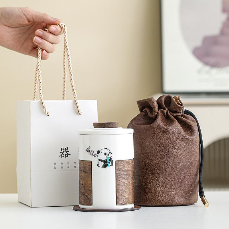 Hello panda random cup ceramic teacup tea separation office cup with lid filter mug personal water cup