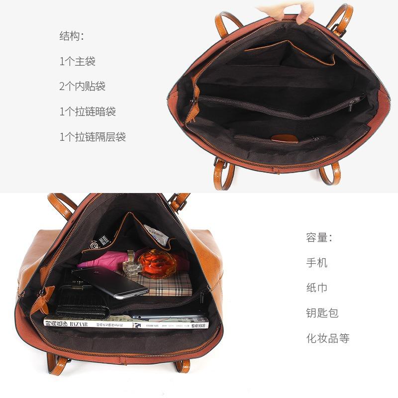 Big Bag Commuter Premium Leather Portable Shoulder Bag Women's Niche Large Capacity Women's Cowhide Tote Bag