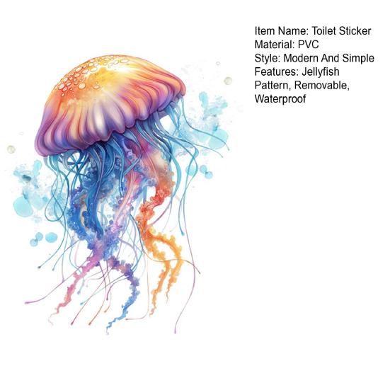 Sea World Badrum Toalettdekal Avtagbar självhäftande vägg Vattentät PVC Vardagsrum Maneter Konst Toalettlock Dekorationsdekal