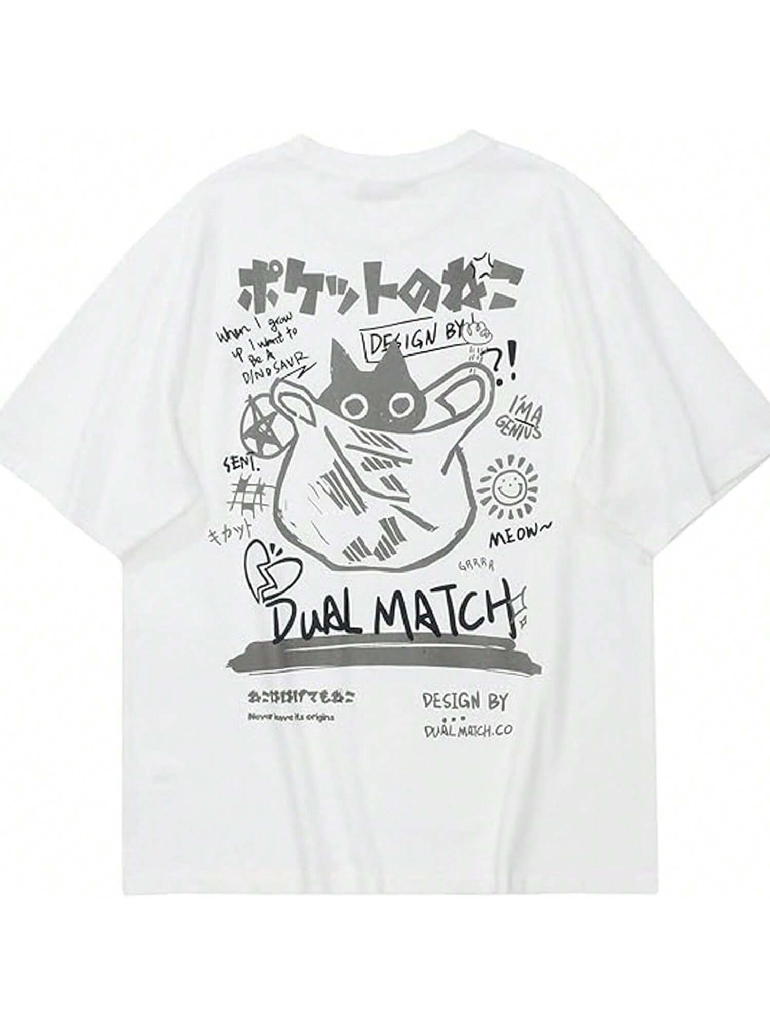 

Women Japanese Anime T-Shirt Kawaii Cat Graphic Tee Cute Harajuku Short Sleece Shirts Oversized Preppy Clothes Tops XXXXXL чорний