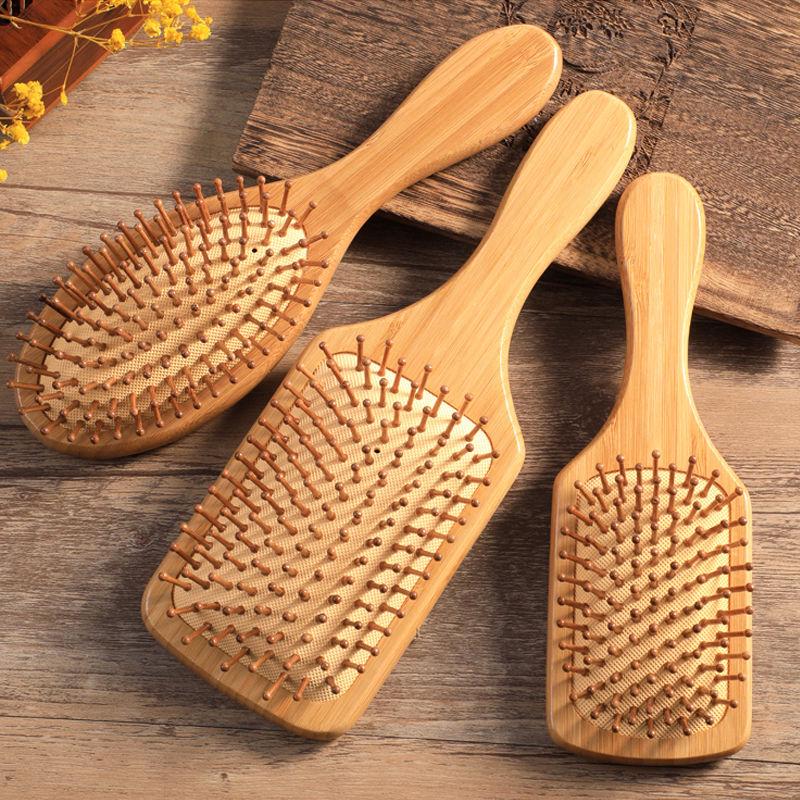 Wooden Scalp Massage Comb: Air Cushion Smoothing Comb for Long, Curly Hair