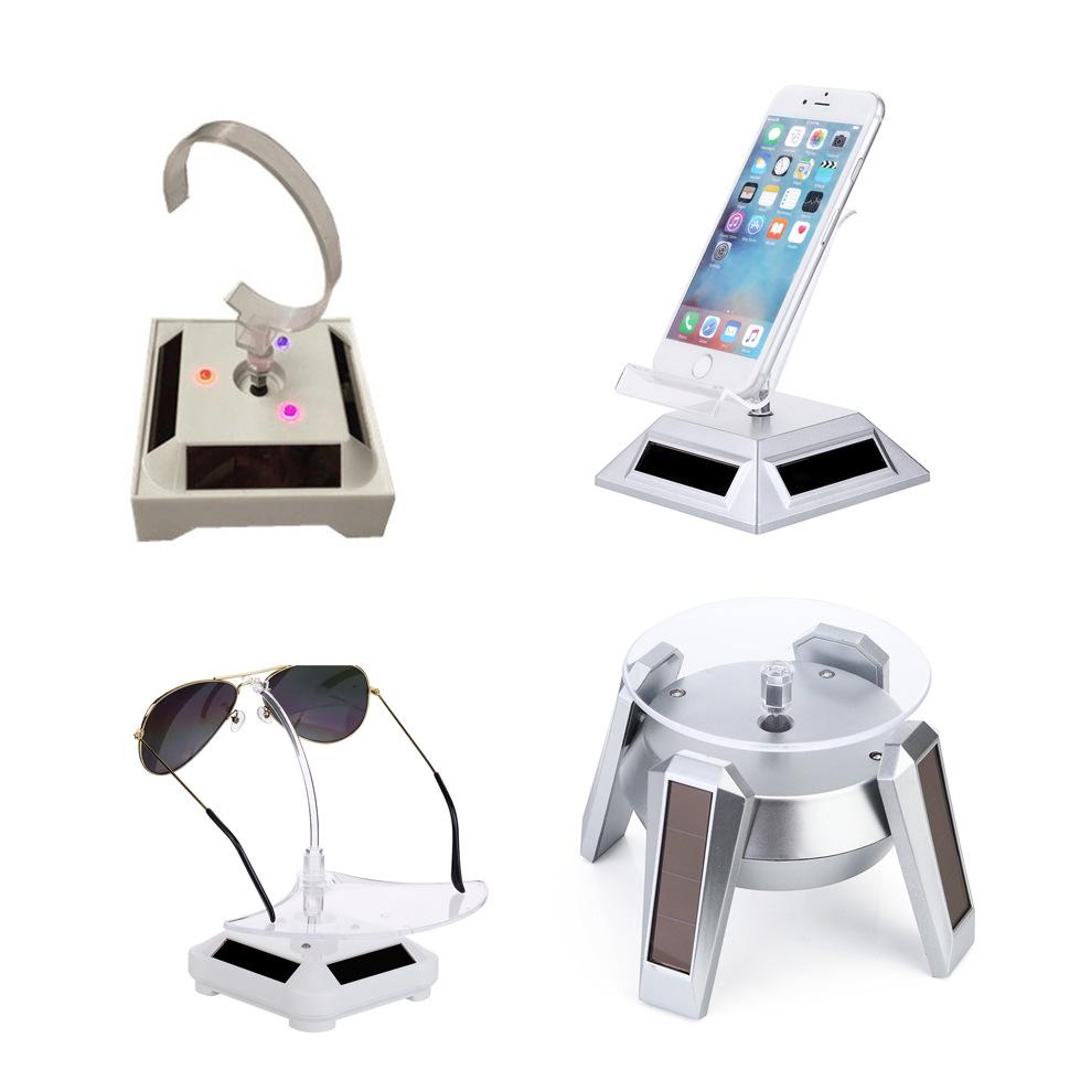 Solar-Powered Rotating Acrylic Display Stand for Phones & Watches