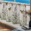 Butterfly Lavender Print Cabinet Window Decor Partition Voile Curtain  for Living Room Bedroom