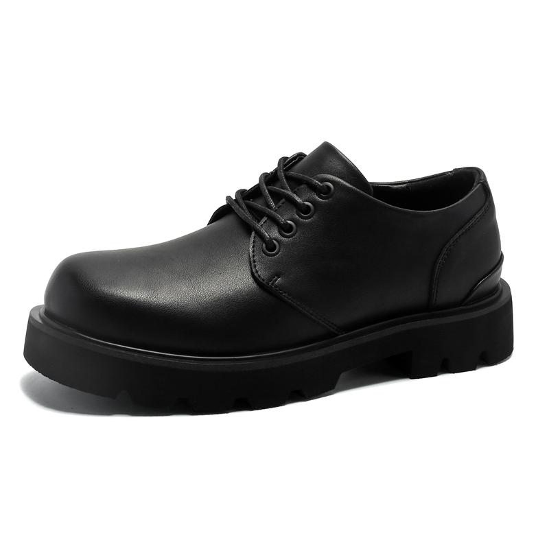 Fashion Casual men's leather shoes Luxury design minimalist style Business and Work Trendy young outdoor shoes Black thick soled