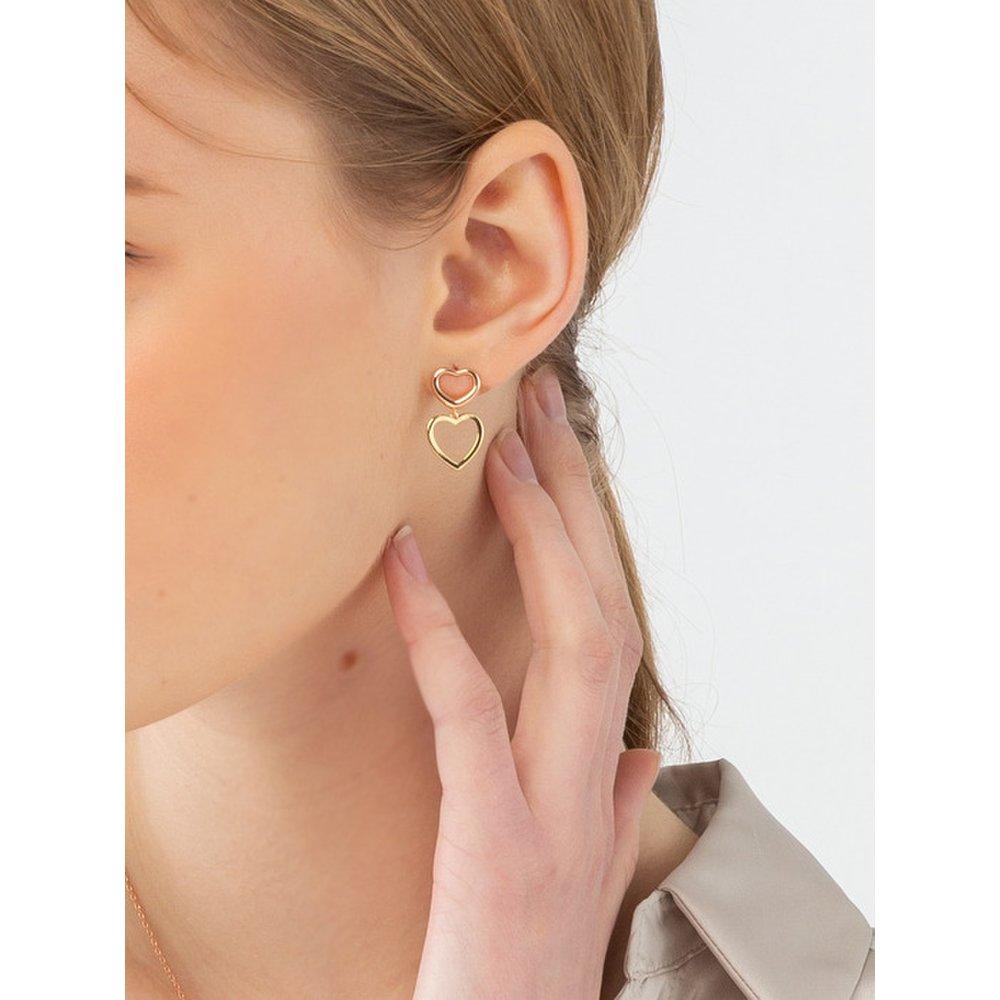 14K Lovely Two Heart Earrings (Gold Filled) C24Egf102