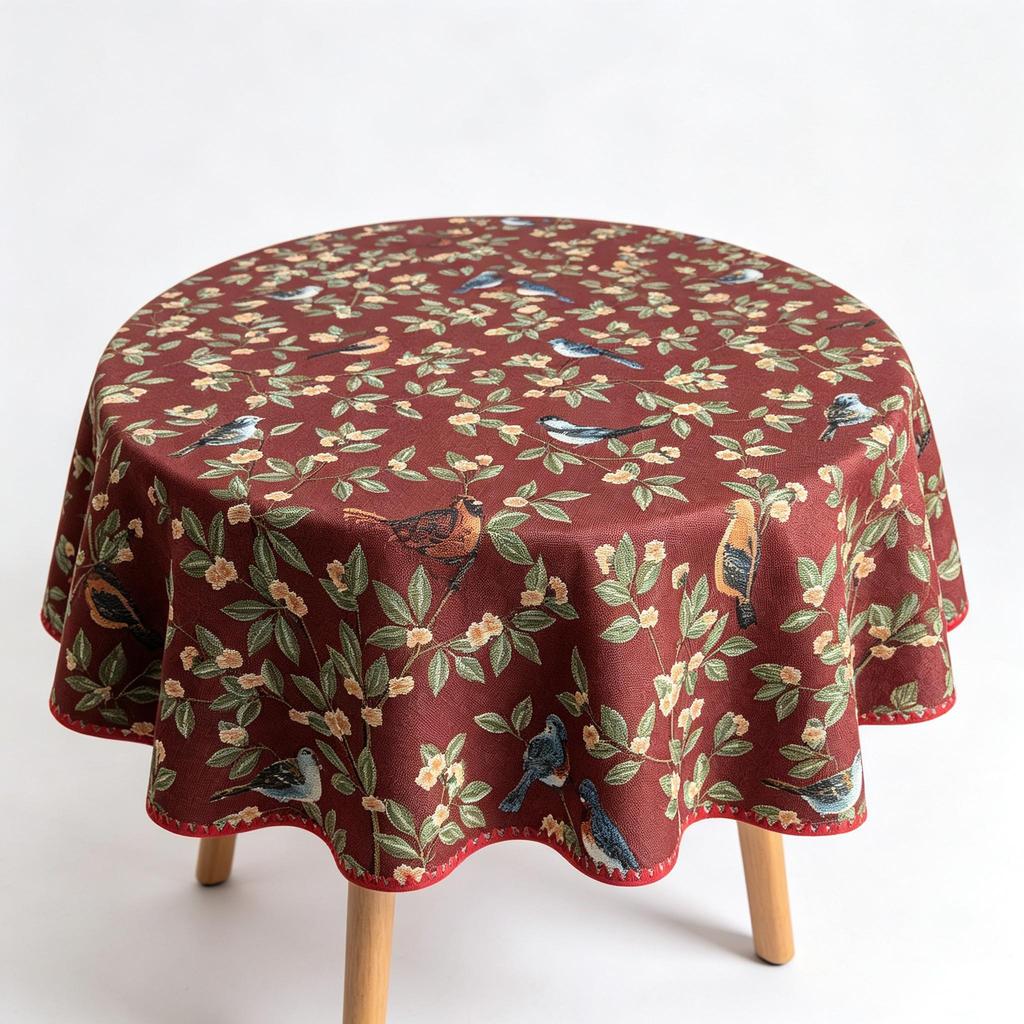 Kitchen Dining Household Furniture Washable Fabric Easy Care Round Cotton Table Cloth