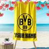 Custom Name Borussia Dortmund Print Beach Towel, Large Soft Quick Dry Towel for Beach Camping Swimming