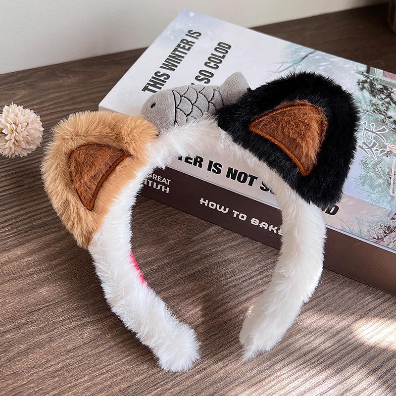 

Парк развлечений Котенок милый забавный ободок корейский плюшевый нескользящий ободок для умывания аксессуары для волос