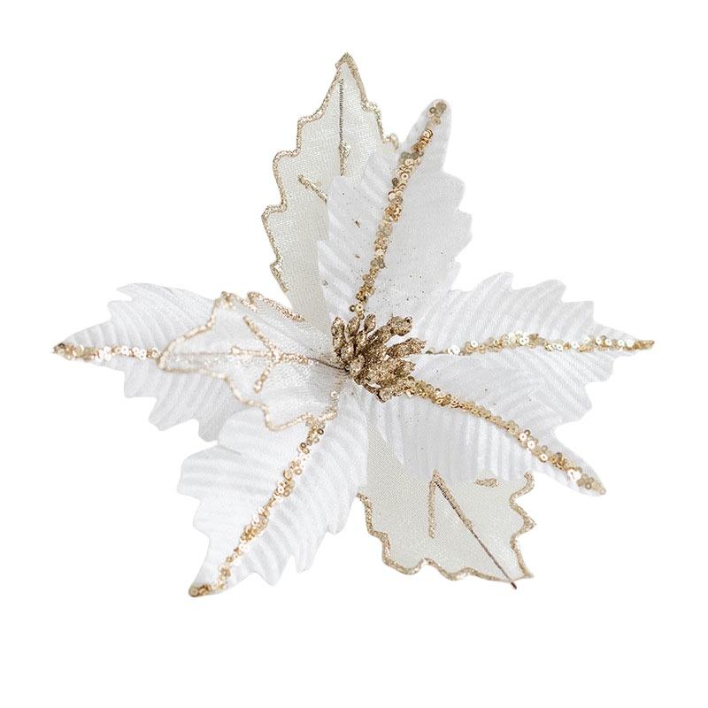 High-quality 25cm Vine-like Christmas Flower Garland With Net Fabric And Sparkling Sequins