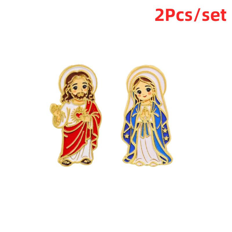 1/2Pcs Mary Enamel Brooches Badge Lapel Pin For Backpack Clothes Accessories Fashion Jewelry Birthday Gifts