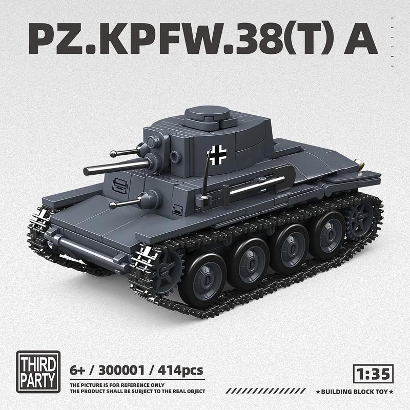 WK2 Deutscher Leichter Panzer PZ.KPFW.38(T.)Militärserie Zweiter Weltkrieg Panzer Bausteine Ziegel Modell Set Spielzeug für Kinder Geschenke