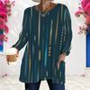 Women Plus Size Round Neck Long Sleeve Printed T Shirt Loose Fit Pockets Longline Top
