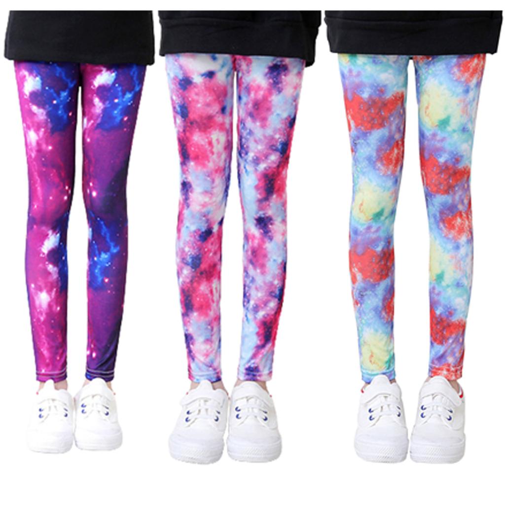 3PC Creative Girls Leggings Trousers Print Flowers Gymnastics Clothing Trousers