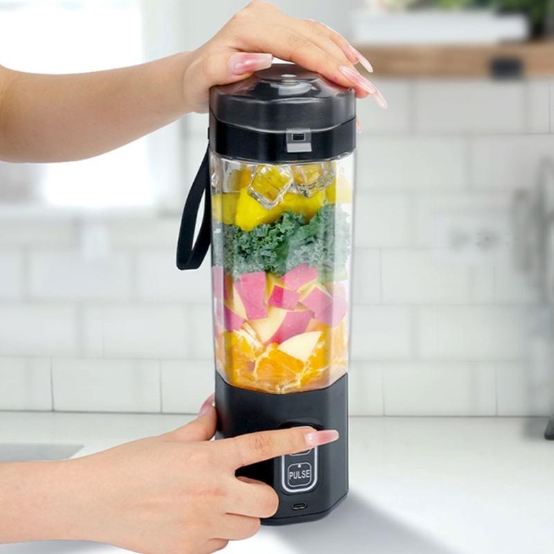 Type C Charging Portable Drink Cup, 700ml Personal Juicer Mixer with Carry Loop, Auto and Pulse Use for Travel Drinks