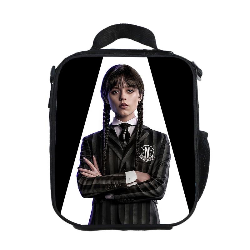 Bolsa de almuerzo aislada del miércoles La Familia Addams Para Niños Estudiantes