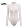 Simple But Elegant Jumpsuit Women's Long Sleeve High Neck Bodysuit Fall Slim Fit Women Solid
