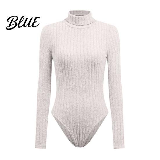 Simple But Elegant Jumpsuit Women's Long Sleeve High Neck Bodysuit Fall Slim Fit Women Solid
