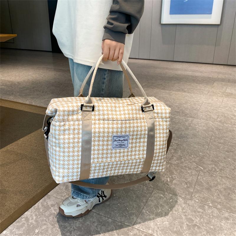 

Модная спортивная сумка-тоут, повседневная сумка-тоут на молнии, большая вместительная сумка-тоут для тренировок, Оксфорд, водонепроницаемая, складная, расширяемая, с клетчатым узором для мужчин и женщин