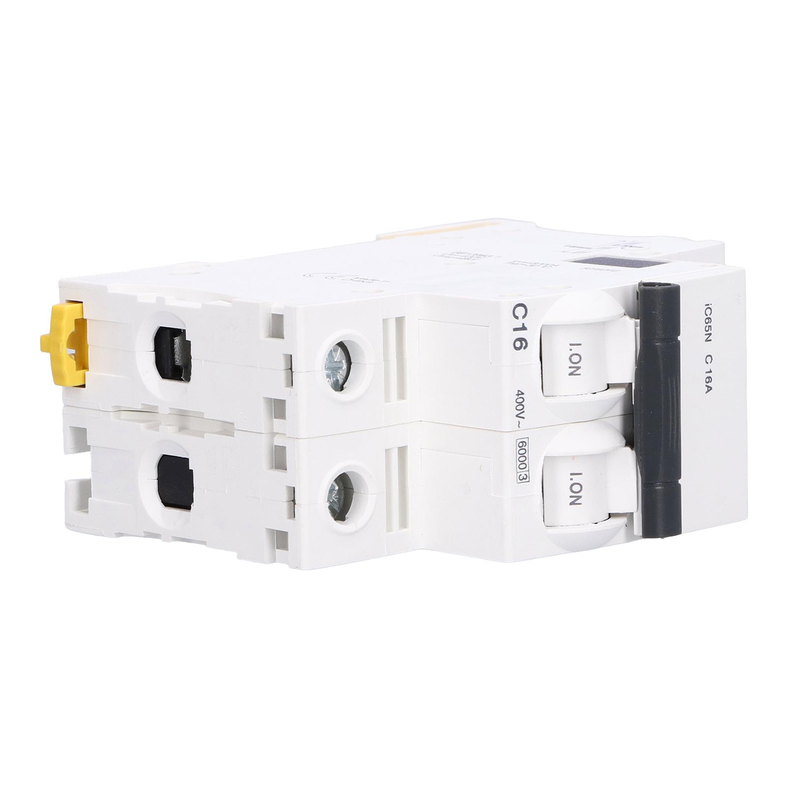 

Miniature Circuit Breaker 2P Residual Current Isolator DIN Rail Mount AC 400V 16A IC65N C16
