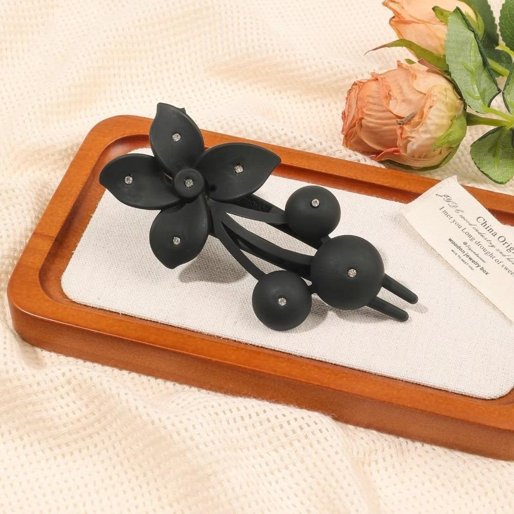 Matte Frosted Flower Hair Clips Acrylic Hair Ornament Fashion Rhinestones Flower Hairpin  Girls