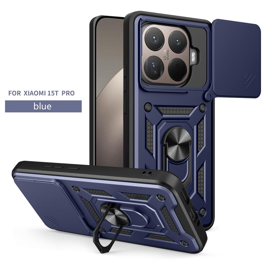 For Xiaomi 15T Pro 5G Case Magnetic Holder Ring Armor Shockproof Cases for Mi 15T 15 T 15TPro Slide Lens Protector Cover