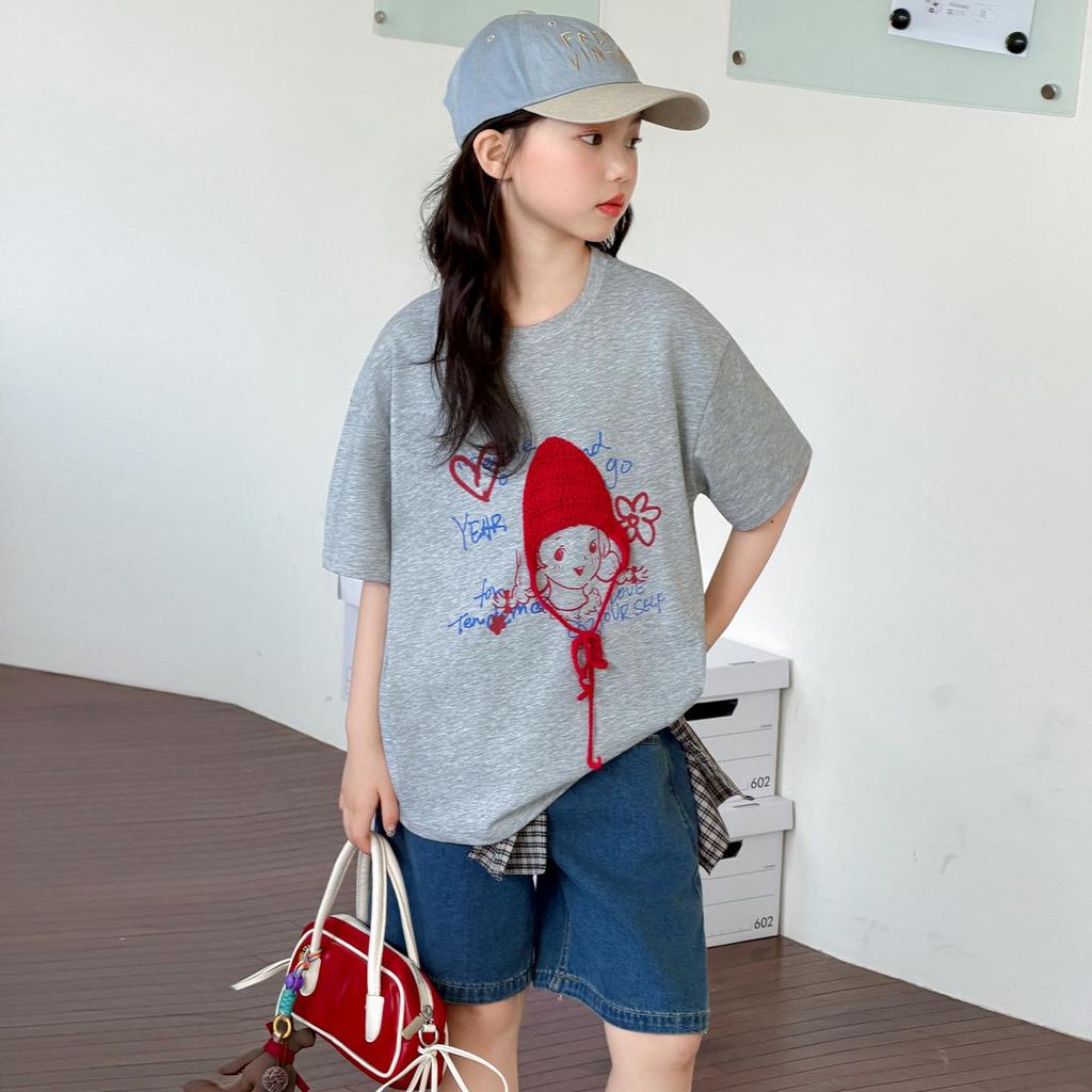 Girls' Korean Style Summer T-shirt & Shorts Set - 2026 Casual Short Sleeve Outfit