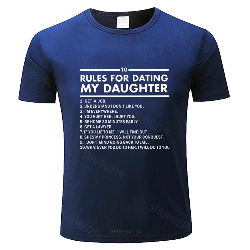 

mens short sleeve t shirt 10 Rules For Dating My Daughter T-Shirt - Funny Fathers Day Dad Gift fashion tee-shirt male 4XL