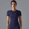 2025 Summer Pure Color Double-Sided Brushed High Elastic Tight Breathable Yoga Clothes Short Sleeve Sports Running Workout T-shirt Women