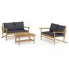 3 Piece Garden Lounge Set with Dark Gray Cushions Bamboo
