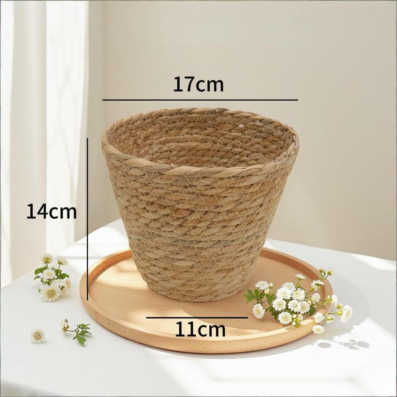 Handmade Wicker Straw Flower Pot Decorative Garden Patio Planter Container Eco Friendly Rustic M