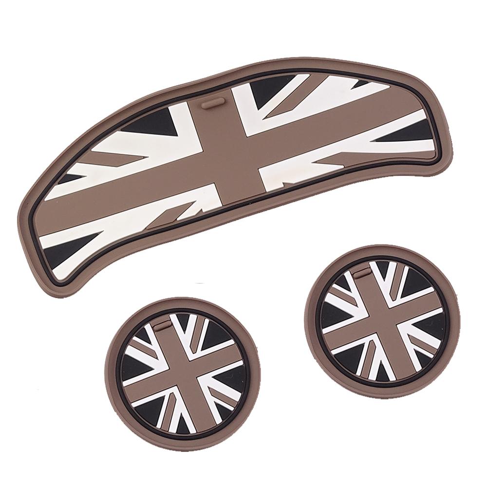 3Pcs Union Jack Car Cup Coffee Cushion Storage Auto Non-slip Mat Pad Accessories For Mini Cooper Clubman F55 F56 F60 F54 F57