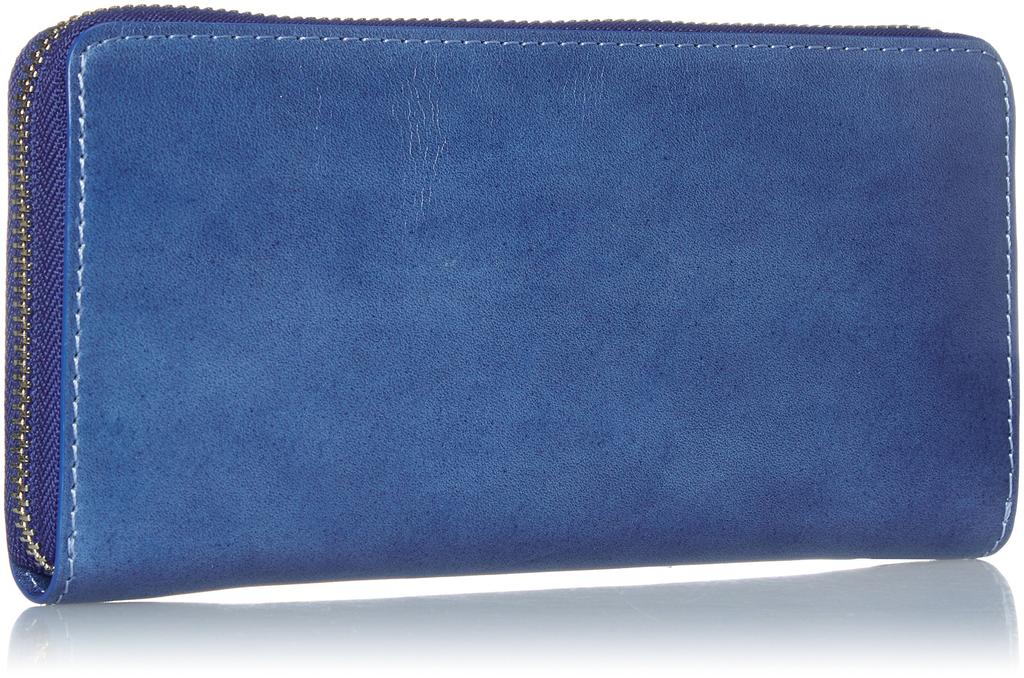 Baggy Port Long Wallet, Indigo-Dyed Leather, ZYS097 BL, Blue