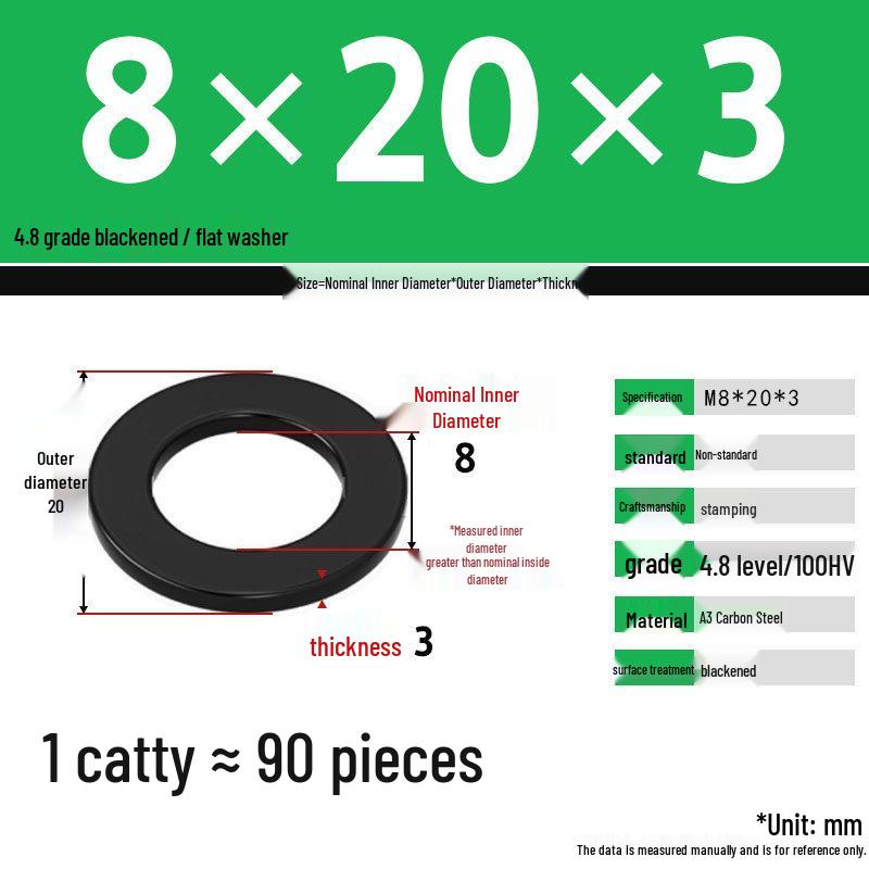 Blackened Enlarged Thickened Metal Washer - M3-M42