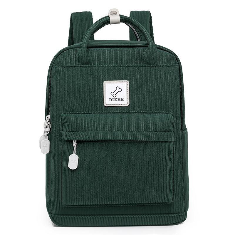 Schoolbag New Japanese Schoolbag Female Junior High School College Student Corduroy Backpack Travel Large Capacity Simple Portable Backpack