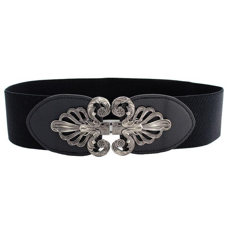Stylish Women's Black Elastic Waist Belt For Dresses And Coats Perfect For All Seasons