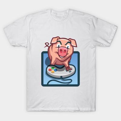 T-Shirt Damen Gamer Schwein Harajuku Print Kawaii T-Shirt Sommer Kurzarm Damen T-Shirt Top Tee