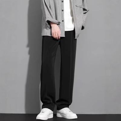 Ice Silk Small Trousers Men's Summer Thin Wide-leg Straight Loose Casual Trousers Men's Drape Suit Pants