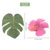 AT21-180 Pcs Tropical Party Decoration Supplies 8 Inch Tropical Palm Monstera Leaves And Hibiscus Flowers, Simulation Leaf