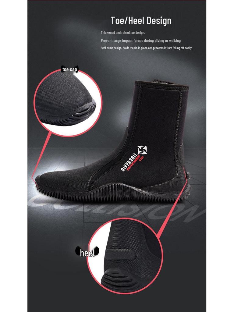 Unisex 5mm High-Top Diving Boots: Non-Slip, Puncture-Resistant Snorkeling, Surfing, and Canyoneering Shoes