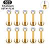 10 PZ Titanio ASTM F136 G23 Piercing Labret Anello Labbra Stud Orecchino CZ Orecchio Trago Cartilagine Helix Daith Pierc Gioielli 16/18/20g