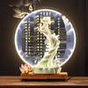 Zen Buddha Hand Ceramic Backflow Incense Burner with Light Ring and Heart Sutra Ornament for Indoor Decor