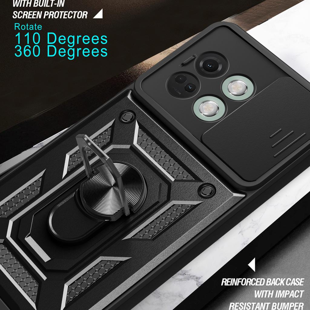 For OnePlus Ace 3 5G/12R 5G Case PC+TPU Camera Protection Phone Cover Built-in Kickstand