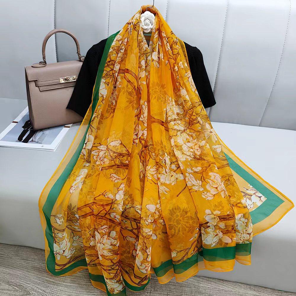 

Новый летний тонкий шелковый шарф, дорожная солнцезащитная шаль для женщин, модное пляжное полотенце, большой шарф-глаз